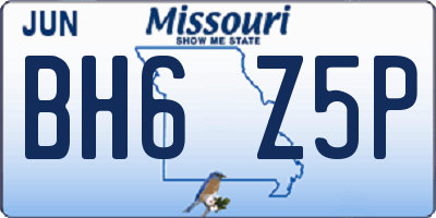 MO license plate BH6Z5P