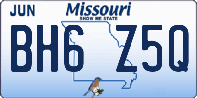 MO license plate BH6Z5Q