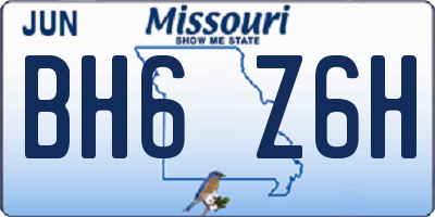 MO license plate BH6Z6H