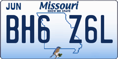 MO license plate BH6Z6L