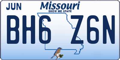 MO license plate BH6Z6N