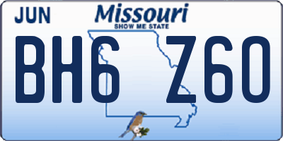 MO license plate BH6Z6O