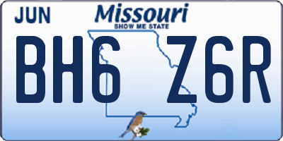 MO license plate BH6Z6R