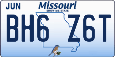 MO license plate BH6Z6T