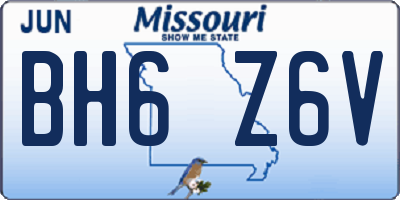 MO license plate BH6Z6V
