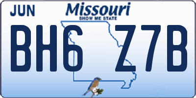 MO license plate BH6Z7B