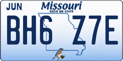 MO license plate BH6Z7E