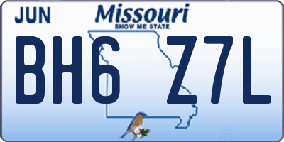 MO license plate BH6Z7L