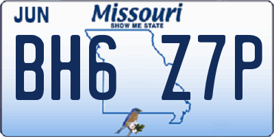 MO license plate BH6Z7P