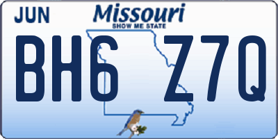 MO license plate BH6Z7Q