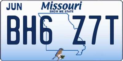 MO license plate BH6Z7T