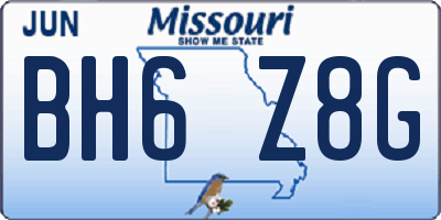MO license plate BH6Z8G