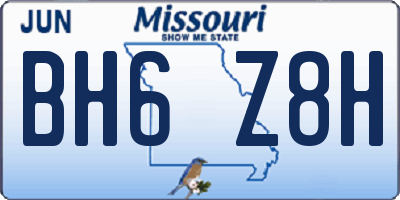MO license plate BH6Z8H