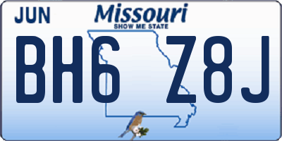 MO license plate BH6Z8J