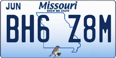 MO license plate BH6Z8M