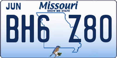 MO license plate BH6Z8O