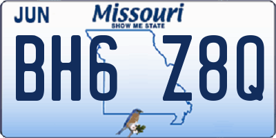 MO license plate BH6Z8Q