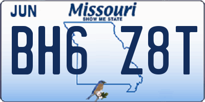 MO license plate BH6Z8T