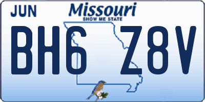 MO license plate BH6Z8V