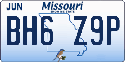 MO license plate BH6Z9P