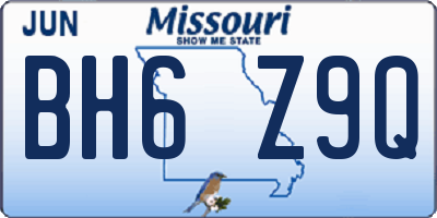MO license plate BH6Z9Q