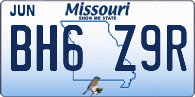 MO license plate BH6Z9R