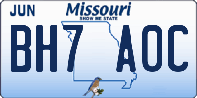 MO license plate BH7A0C