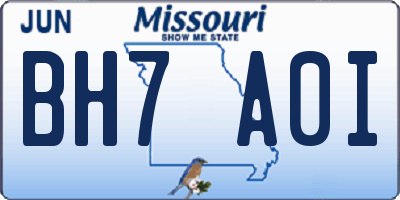 MO license plate BH7A0I