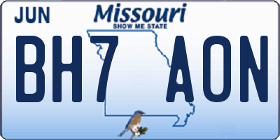 MO license plate BH7A0N