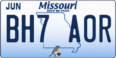 MO license plate BH7A0R