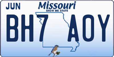 MO license plate BH7A0Y