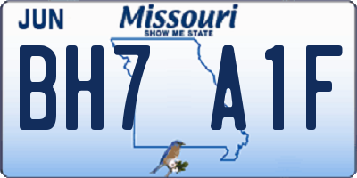 MO license plate BH7A1F