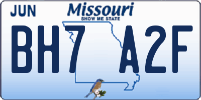 MO license plate BH7A2F