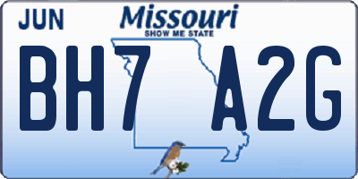 MO license plate BH7A2G