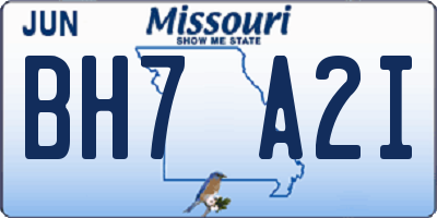 MO license plate BH7A2I