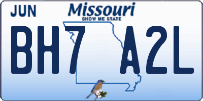 MO license plate BH7A2L
