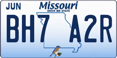 MO license plate BH7A2R