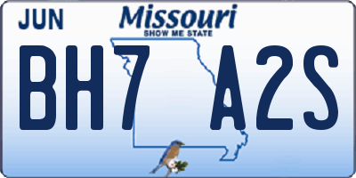 MO license plate BH7A2S