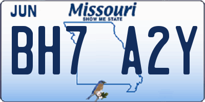 MO license plate BH7A2Y