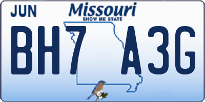 MO license plate BH7A3G