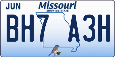 MO license plate BH7A3H