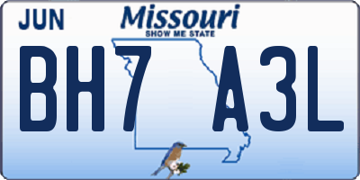 MO license plate BH7A3L