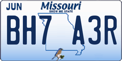 MO license plate BH7A3R