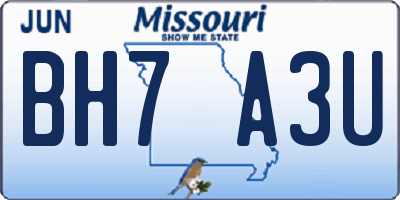 MO license plate BH7A3U