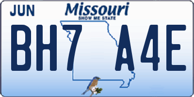 MO license plate BH7A4E