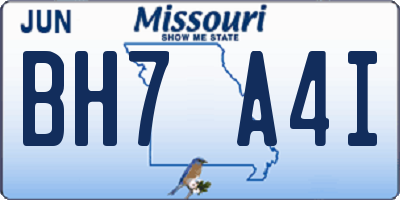 MO license plate BH7A4I