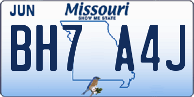 MO license plate BH7A4J