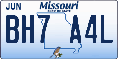 MO license plate BH7A4L