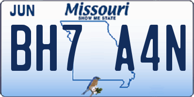 MO license plate BH7A4N