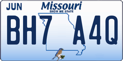 MO license plate BH7A4Q